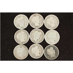 10 ASSORTED BARBER DIMES