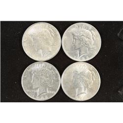 1922,1923,1924 & 1925 PEACE SILVER DOLLARS AU/UNC