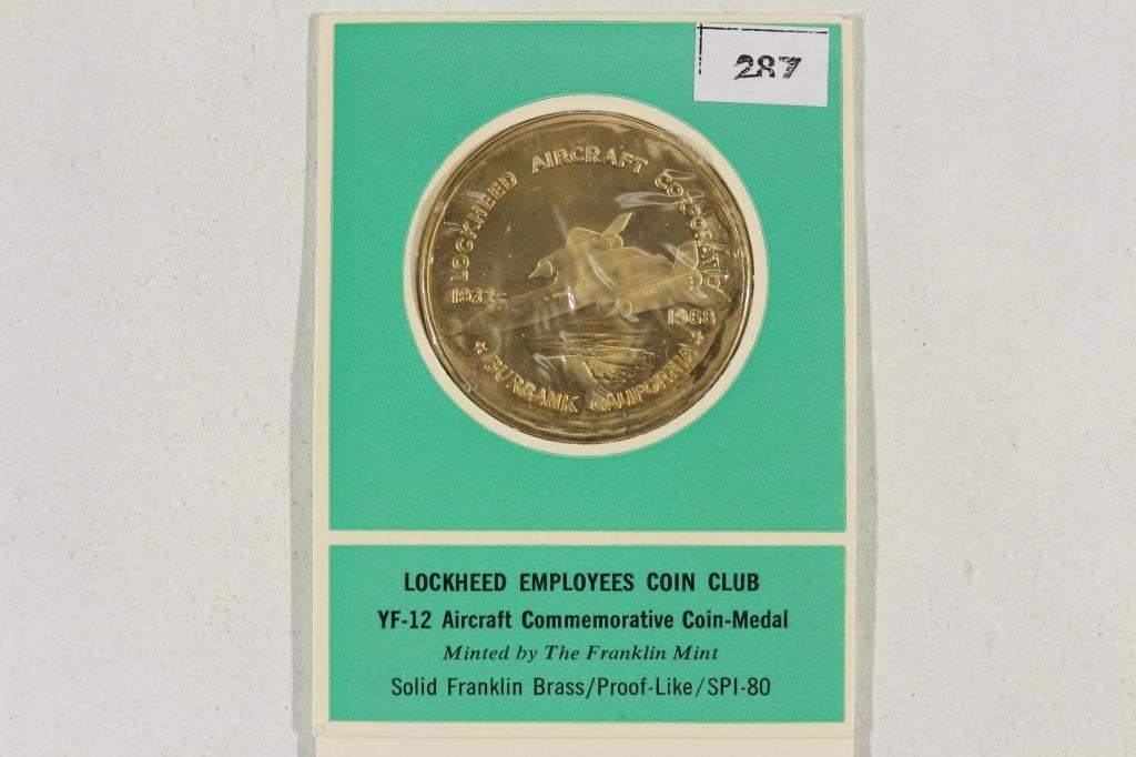 Lockheed Coin Aircraft LOCKHEED EMPLOYEES COIN CLUB. YF-12 AIRCRAFT