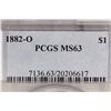 Image 3 : 1882-O MORGAN SILVER DOLLAR PCGS MS63