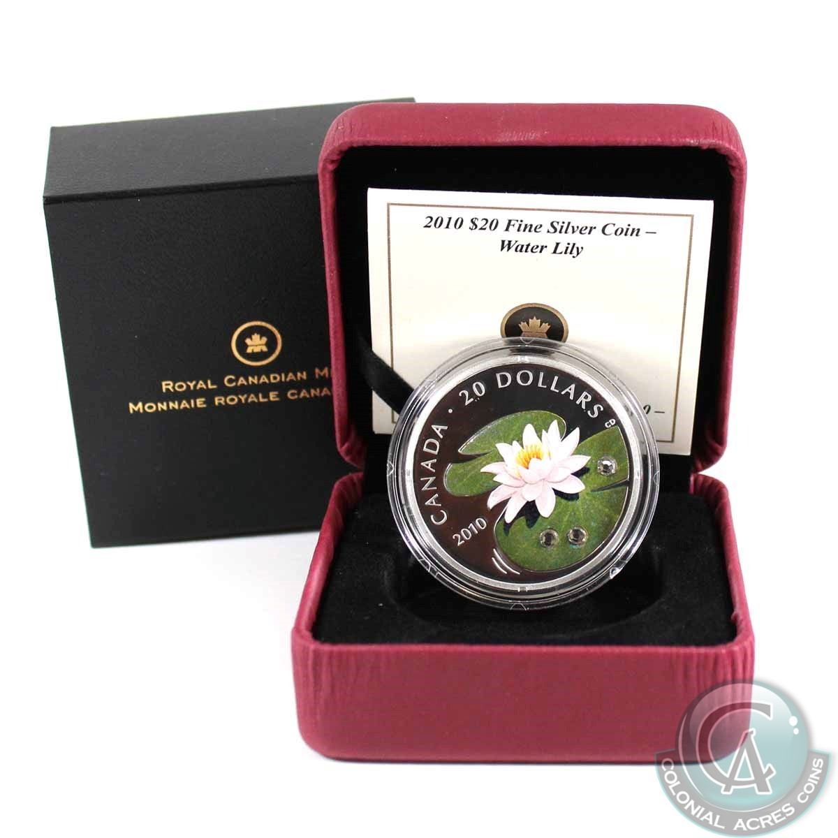 2010 Canada $20 Swarovski Crystal - Crystal Water Lily Fine Silver Coin ...