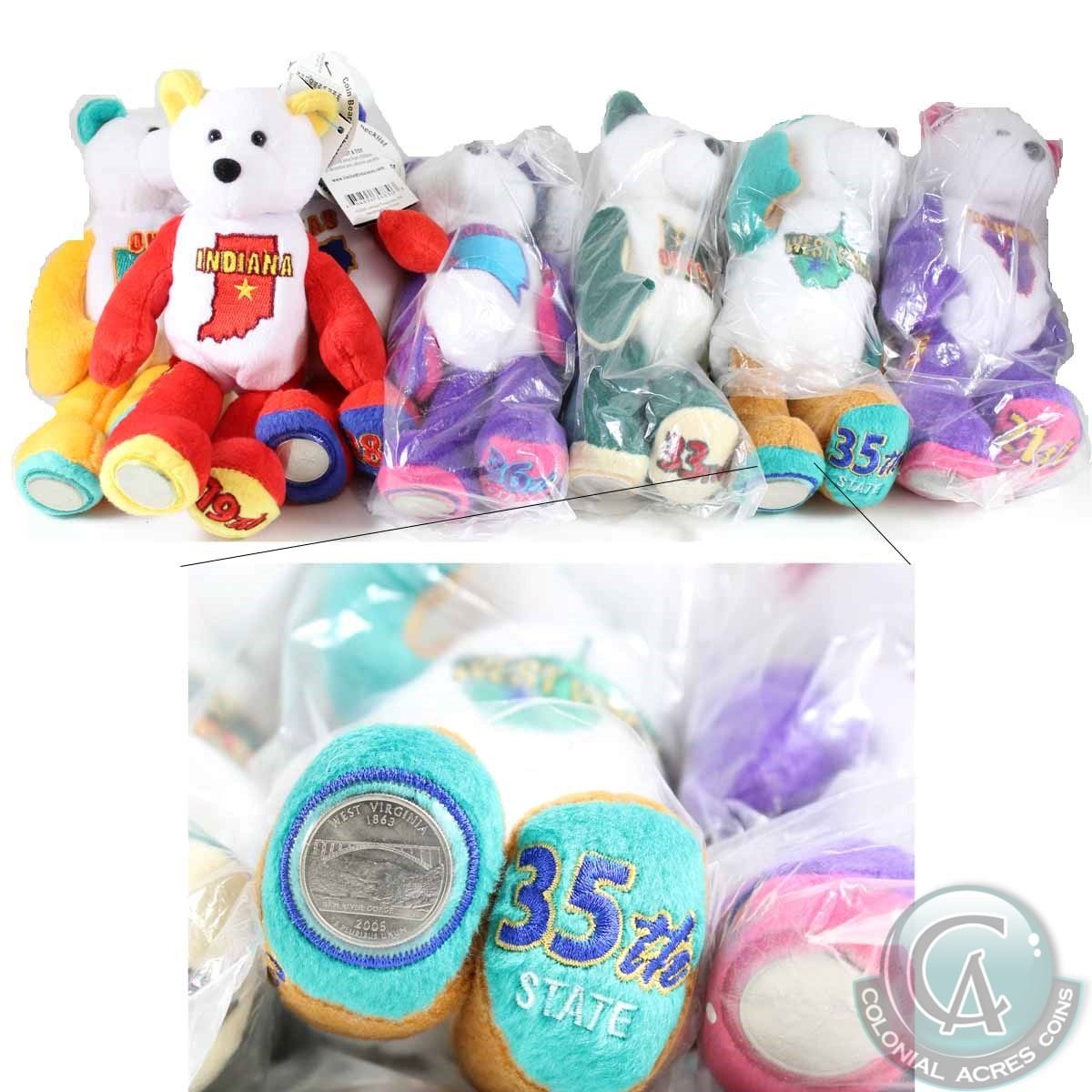 7x Limited Edition 50 States of American Coin Bears. Each bear is