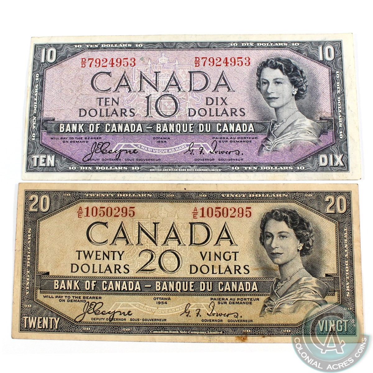 Pair of 1954 Devil's Face banknotes in Very Fine Condition. Included is ...