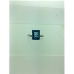 Emerald Cut Swiss Blue Topaz Ring