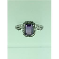 Michigan – Emerald Cut Amethyst and Diamond Ring