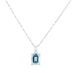 14KT White Gold 6.50 ctw Topaz and Diamond Pendant With Chain