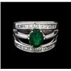 Image 2 : 1.25 ctw Emerald and Diamond Ring - 14KT White Gold