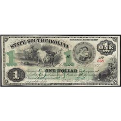 1872 $1 State South Carolina Revenue Bond Scrip Obsolete Note