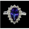 Image 2 : 3.31 ctw Tanzanite and Diamond Ring - 14KT White Gold