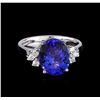 Image 2 : 3.20 ctw Tanzanite and Diamond Ring - 14KT White Gold