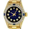 Image 1 : Rolex Ladies 18K Yellow Gold Sapphire And Blue Vignette Diamond President Wristw