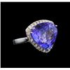 Image 1 : GIA Cert 16.55 ctw Tanzanite and Diamond Ring - 14KT White Gold