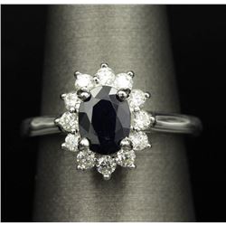 1.82 ctw Sapphire and Diamond Ring - 14KT White Gold