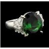 Image 1 : 5.89 ctw Tourmaline and Diamond Ring - Platinum