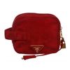 Image 1 : Prada Red Suede Button Clutch Pouch