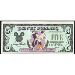 1990 $5 Disney Dollars Note