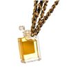 Image 5 : Chanel Black Leather Gold Woven Chain Perfume Bottle Pendant Necklace