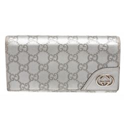 Gucci Silver Guccissima Leather Monogram Long Wallet