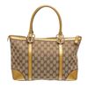 Image 1 : Gucci Beige Brown Canvas Gold Leather Monogram Shoulder Bag