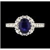 Image 2 : 1.29 ctw Sapphire and Diamond Ring - 18KT White Gold