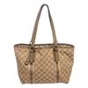 Image 1 : Gucci Brown Beige Monogram Canvas Leather Small Jolicoeur Tote Bag