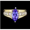Image 2 : 1.90 ctw Tanzanite And Diamond Ring - 14KT Yellow Gold