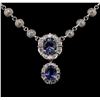 Image 2 : 14KT White Gold 5.50 ctw Tanzanite and Diamond Necklace