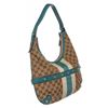 Image 5 : Gucci Beige Teal Canvas Leather Monogram Horsebit Hobo Bag