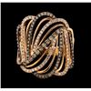 Image 2 : 0.84 ctw White and Brown Diamond Ring - 14KT Rose Gold