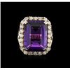 Image 1 : 14KT Yellow Gold 14.20 ctw Amethyst and Diamond Ring