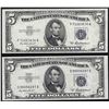 Image 1 : Lot of (2) 1953A $5 Silver Certificate Notes