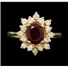 Image 1 : 14KT Yellow Gold 1.30ct Ruby and Diamond Ring