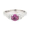 Image 2 : 14KT White Gold 0.80ct Pink Sapphire and Diamond Ring