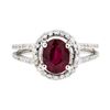 Image 2 : 18KT White Gold 1.74ct Ruby and Diamond Ring