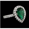 Image 2 : Platinum 1.90ct Emerald and Diamond Ring