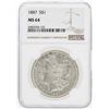 Image 1 : 1887 $1 Morgan Silver Dollar Coin NGC MS64