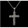 Image 2 : 14KT White Gold 1.05ctw. Diamond Cross Pendant with Chain