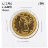 Image 1 : 1881 $10 Liberty Head Eagle Gold Coin
