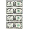 Image 1 : Uncut Sheet of (4) 1976 $2 Federal Reserve STAR Notes