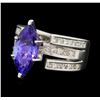Image 2 : 18KT White Gold 3.12ct Tanzanite and Diamond Ring