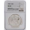 Image 1 : 1881-S $1 Morgan Silver Dollar Coin NGC MS65