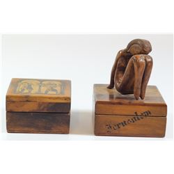 Lot of 2 olive wood boxes