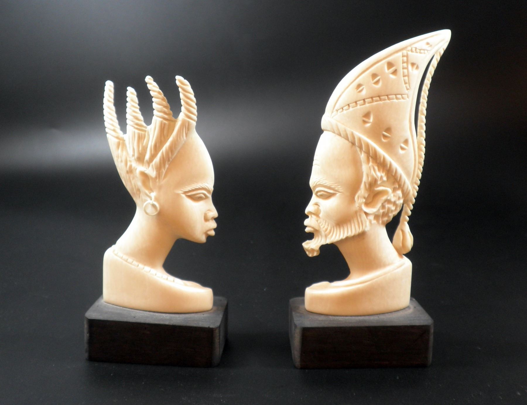 Man and woman old quality African ivory carvings