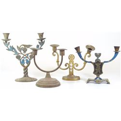 Collection of 4 old Israeli Shabbat candlesticks