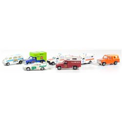 Collection of 7 vintage toy cars with Israeli advertisements