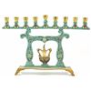 Image 1 : Old Israeli brass backplate Hanukkah menorah lamp