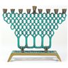 Image 1 : Old Israeli brass backplate Hanukkah menorah lamp