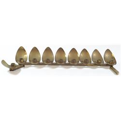 Israeli brass Hanukkah menorah lamp designed by Wolpert