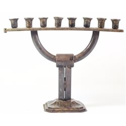 Art Deco backplate Hanukkah menorah lamp, by Michsaf