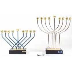 Lot of 2 modern kinetic Hanukkah menoras by Krashi